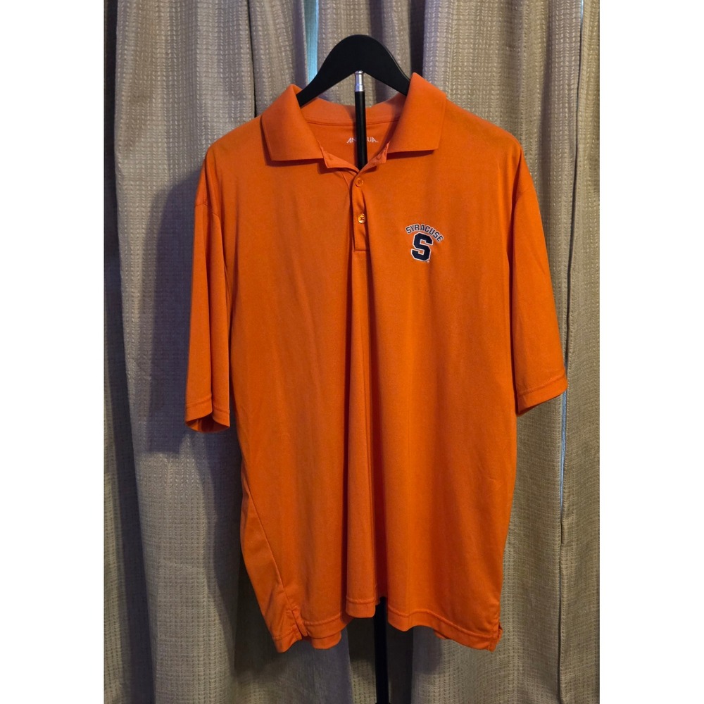 Antigua Syracuse Graphic Polo Shirt Mens Size Large Orange‎
